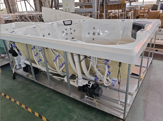 8-Person 600-Gallon Capacity Rectangular Acrylic Hot Tub With 73 Jets And 16 Air Jets